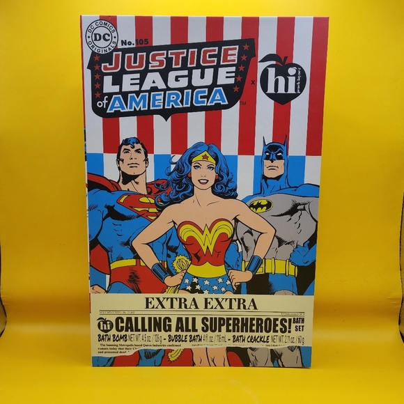 NEW Justice League x Hi Peach Layne Bath Set- Bath Bomb Bath Crackle Bubble Bath - Picture 1 of 6
